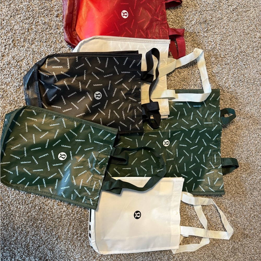 Lululemon Athletica Tote Bag Collection - Red, Green, Black, White